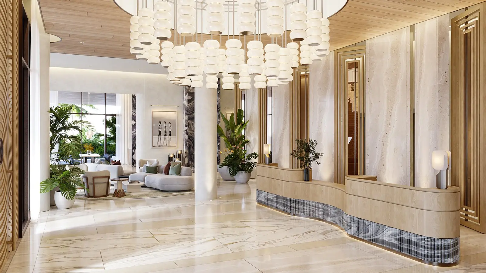 Icon Beach Residences: el lobby (render del desarrollador)